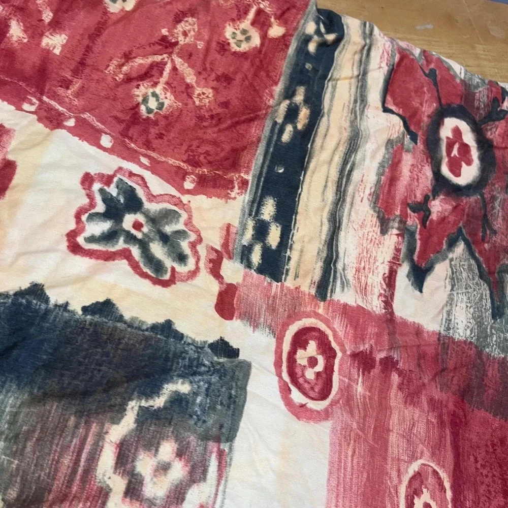 Vtg IKEA Twin Duvet Cover Red Patchwork Floral Abstract Boho Cotton 90s Eclectic